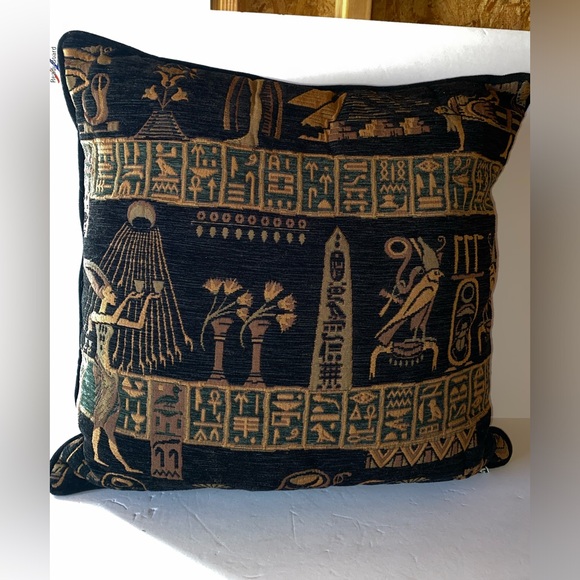 Vintage 90s 2pc Egyptian Tapestry Accent Pillows - Picture 4 of 10
